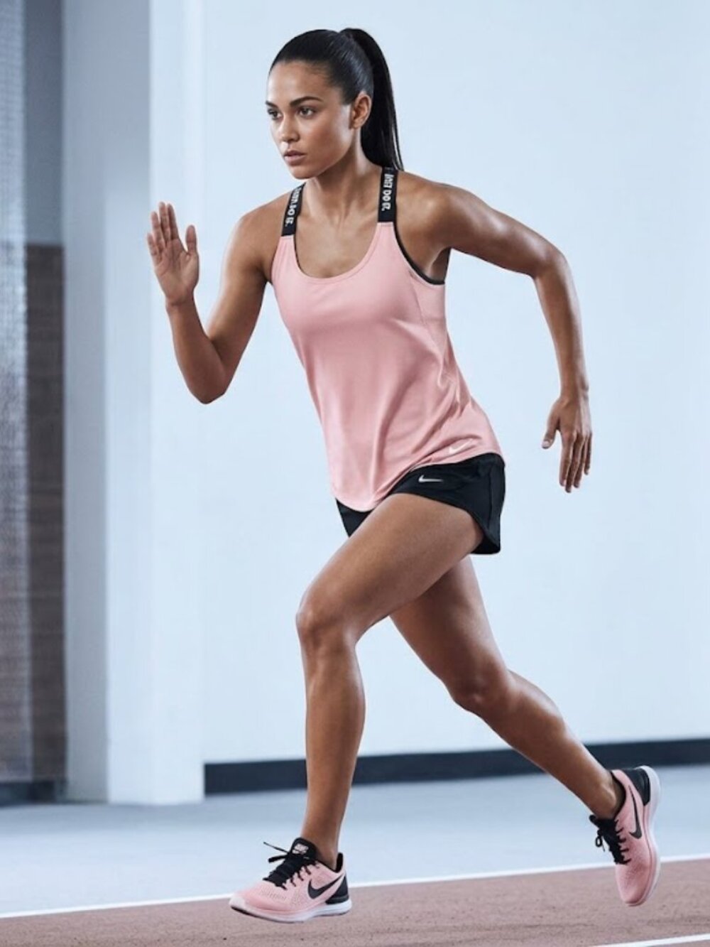 Nike Women's Pink Tank Top with Black 'Just Do It'‎ Straps Small